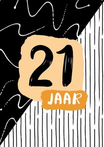 Verjaardagskaart zwartwit 21 jaar