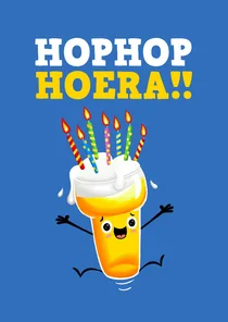 Verjaardagskaartje met biertje 'Hop hop hoera!'