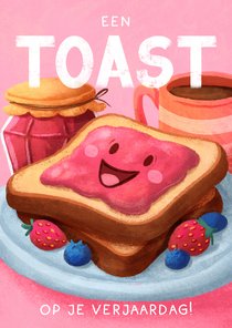 Verjaardagskaartje met een toast op je verjaardag