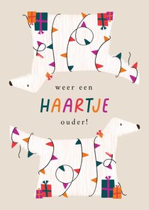 Verjaardagskaartje versierde hond weer een haartje ouder