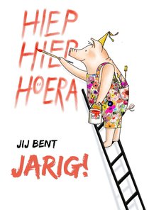 Verjaardagskaartje vervend varkentje