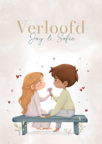 Verlovingskaart met schattige illustratie van stel