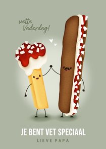 Vet grappige vaderdagkaart patatje en frikandel speciaal