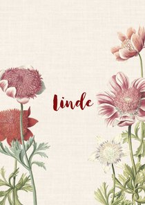 Vintage geboortekaartje voor een meisje met anemonen