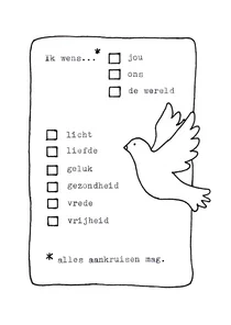 Vrijheidscollectie duif vrij om te wensen en te kiezen