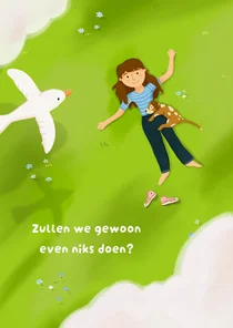Vrijheidscollectie meisje liggend in het gras