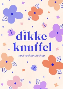 Vrolijk beterschapskaartje met bloemen en vlinders