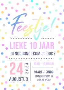 Vrolijk en hip kinderfeestje uitnodiging confetti meisje