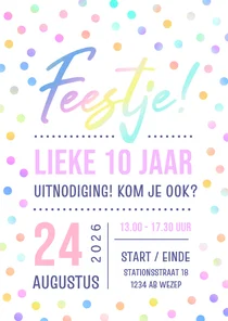 Vrolijk en hip kinderfeestje uitnodiging confetti meisje