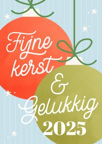 Vrolijk kerstkaartje met funky kleurtjes kerstballen