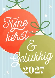Vrolijk kerstkaartje met funky kleurtjes kerstballen