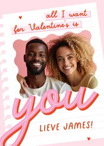 Vrolijk valentijnskaartje allI want is you met foto