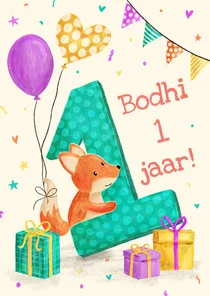 Vrolijke felicitatiekaart voor eerste verjaardag