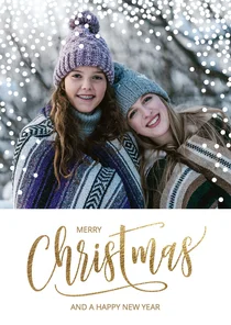 Vrolijke foto kerstkaart sneeuw dots