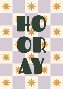 Vrolijke kerst verjaardagskaart hooray met sterren