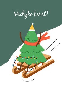 Vrolijke kerstboom heeft winterpret