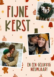 Vrolijke kerstkaart fotocollage met kerstpatroontje