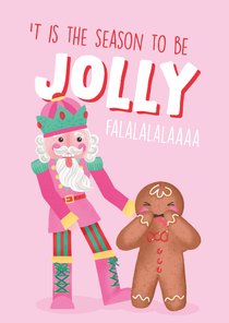 Vrolijke kerstkaart met illustratie van notenkraker