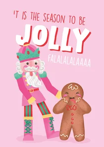 Vrolijke kerstkaart met illustratie van notenkraker