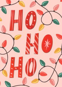 Vrolijke kerstkaart met kerstlampjes