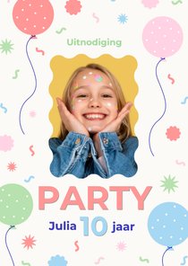 Vrolijke kinderfeestje uitnodiging met foto modern