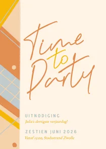 Vrolijke kleurrijke uitnodiging time to party