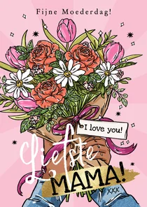 Vrolijke moederdagkaart kleurrijk boeket bloemen illustratie
