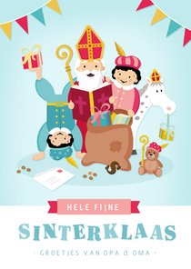 Vrolijke Sinterklaaskaart met leuke illustraties