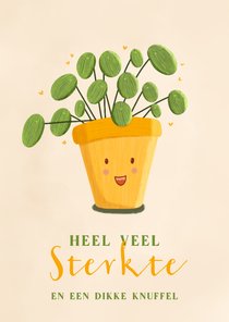 Vrolijke sterkte kaart met illustratie pannenkoekenplant