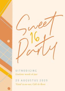 Vrolijke uitnodiging sweet sixteen party