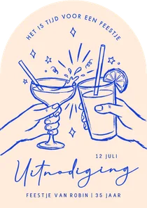 Vrolijke uitnodiging verjaardagsfeestje proost illustratie