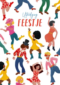 Vrolijke uitnodigingskaart met dansende mensen