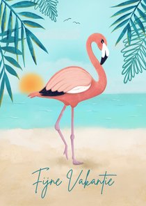 Vrolijke vakantiekaart met flamingo