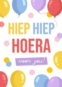 Vrolijke verjaardagskaart met gekleurde ballonnen & confetti