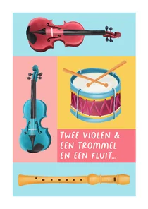 Vrolijke verjaardagskaart met instrumenten