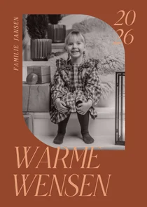 Warme fotokaart met foto-effect terracotta 2026 kerst