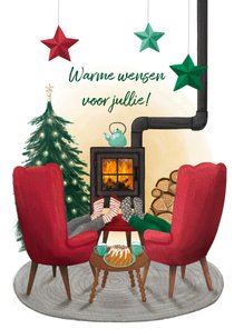 Warme wensen kerstkaart 