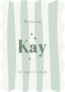 Wave geboortekaartje stoer gestreept sterretjes groen