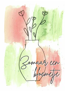 Wenskaart bloemen met vaas