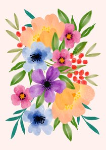 Wenskaart bloemen vriendschap zomaar