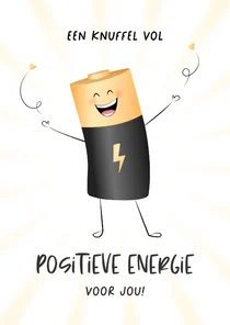 Wenskaart knuffel vol positieve energie illustratie batterij