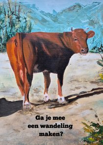 Wenskaart koe in de natuur