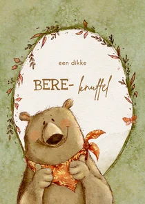 Wenskaart met dikke bereknuffel