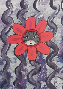 Wenskaart met een bloempoes