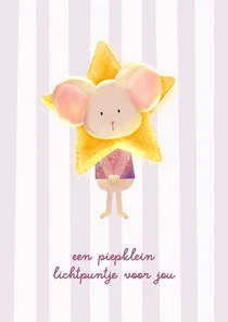 Wenskaart piepklein lichtpuntje illustratie muisje