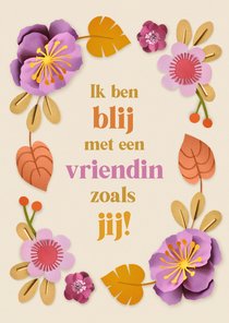 Wenskaart vriendin herfstbloemen