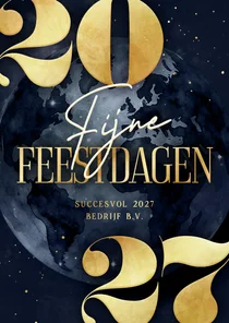 Wereldbol zakelijke kerstkaart stijlvol gouden 2027