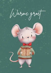 Winterkaart met lieve muis in trui