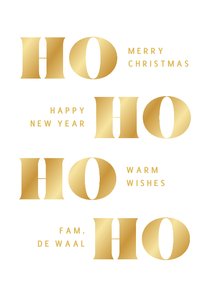 Witte typografische kerstkaart HO HO HO