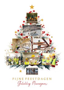 Zakelijk collage kerstkaart kerstboom met takjes en sterren